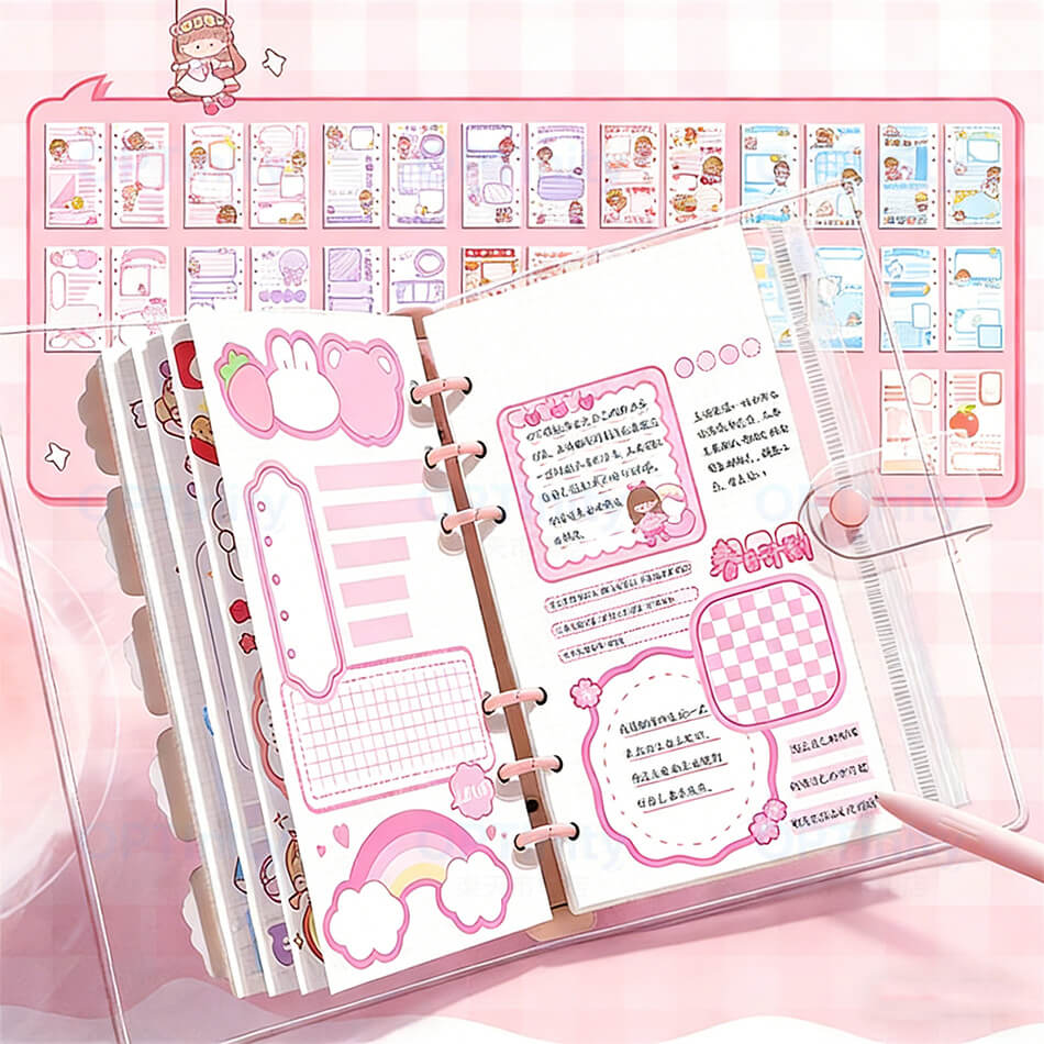 超豪華な手帳セット シール帳 DIY手帳 携帯便利 収納ケース付き 暗証番号付き 描き用 学習 知育玩具 子供用文房具 プレゼントに最適 小学生 子供 女の子 小学生 手帳素材 文房具 手帳素材 入学祝い 誕生日 プレゼント optinity-10001302 OPTInity 楽天市場店 サンプル画像3