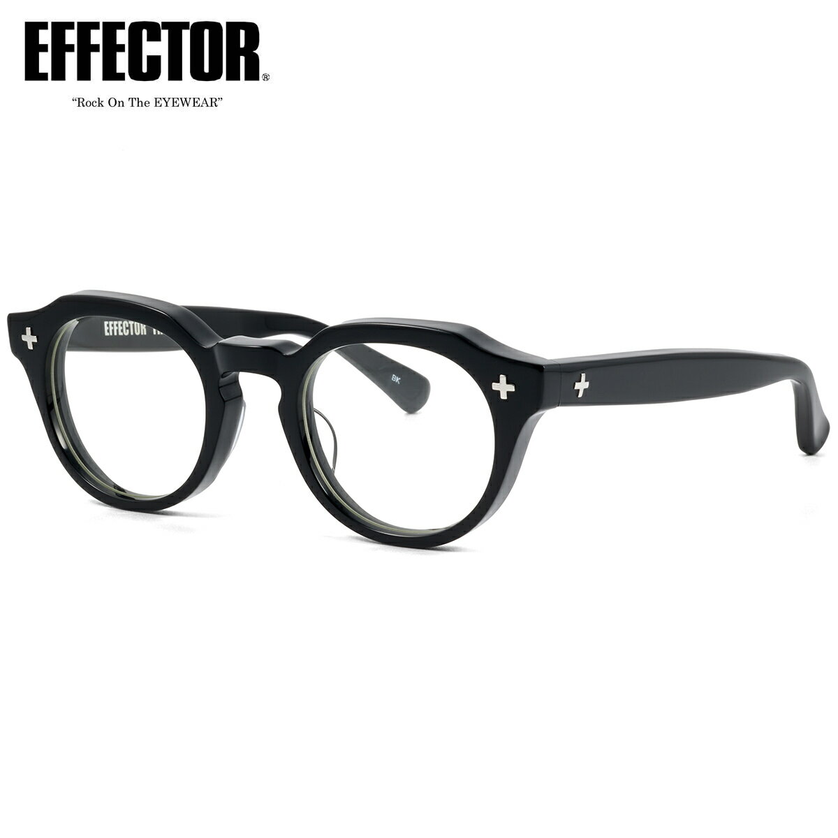 Rakuten - エフェクター TRIO BK 47 メガネ 伊達メガネレンズ付 EFFECTOR トリオ クロス 十字 黒縁 くろぶち made in Japan 日本製 メンズ レディース