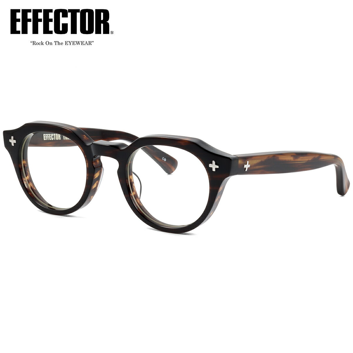 樂天商城 - エフェクター TRIO CO 47 メガネ 伊達メガネレンズ付 EFFECTOR トリオ クロス 十字 ブラウン made in Japan 日本製 メンズ レディース