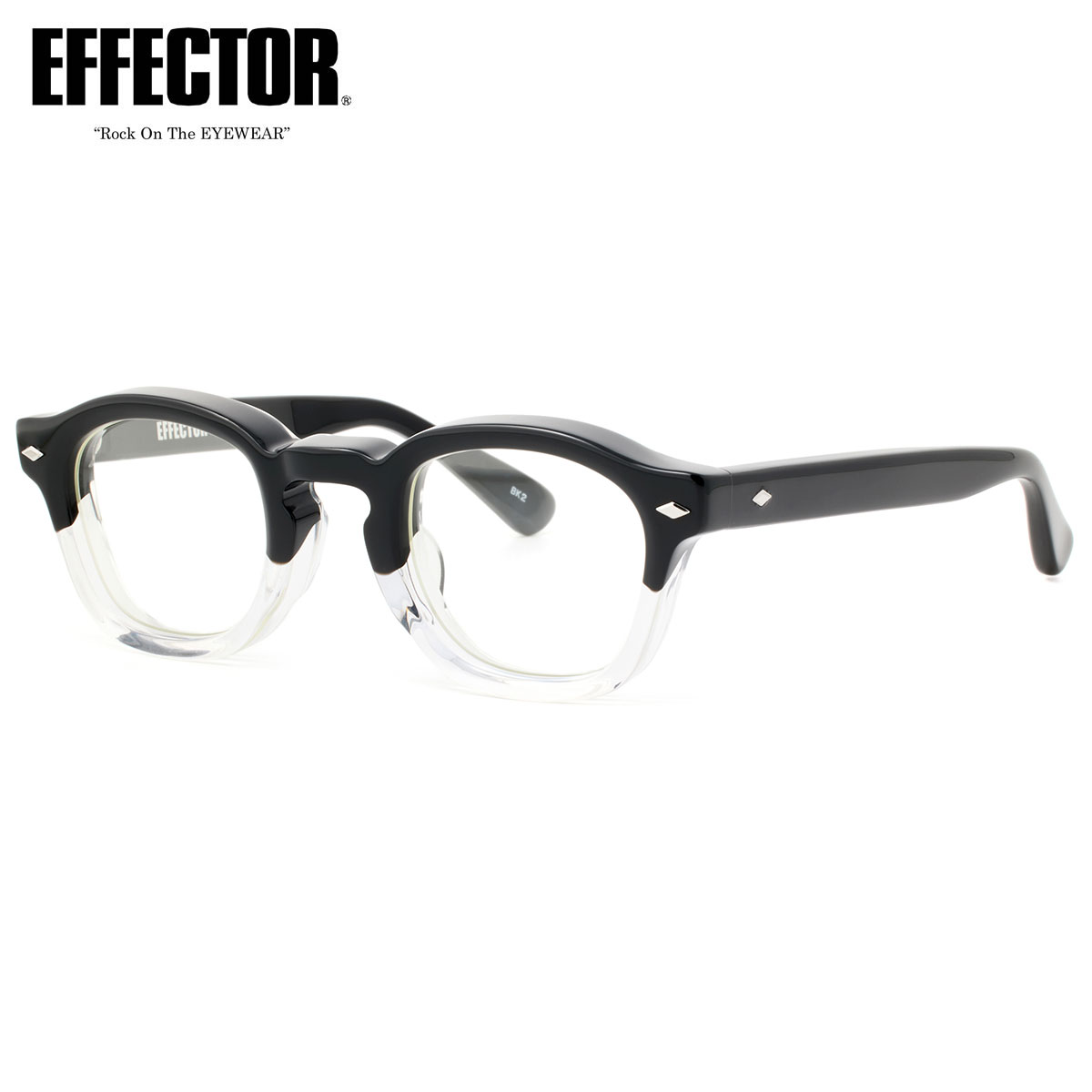 エフェクター VOLTA BK2 43 メガネ 伊達メガネレンズ付 EFFECTOR ボルタ ヴォルタ 黒 ハーフカラー made in Japan 日本製 鯖...