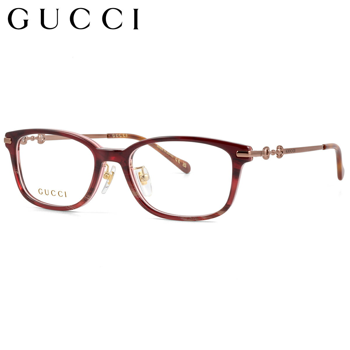 Rakuten - グッチ GG1129OJ 003 52 メガネ GUCCI ホースビット ハバナ バーガンディ レッド系 日本製 made in Japan メンズ レディース