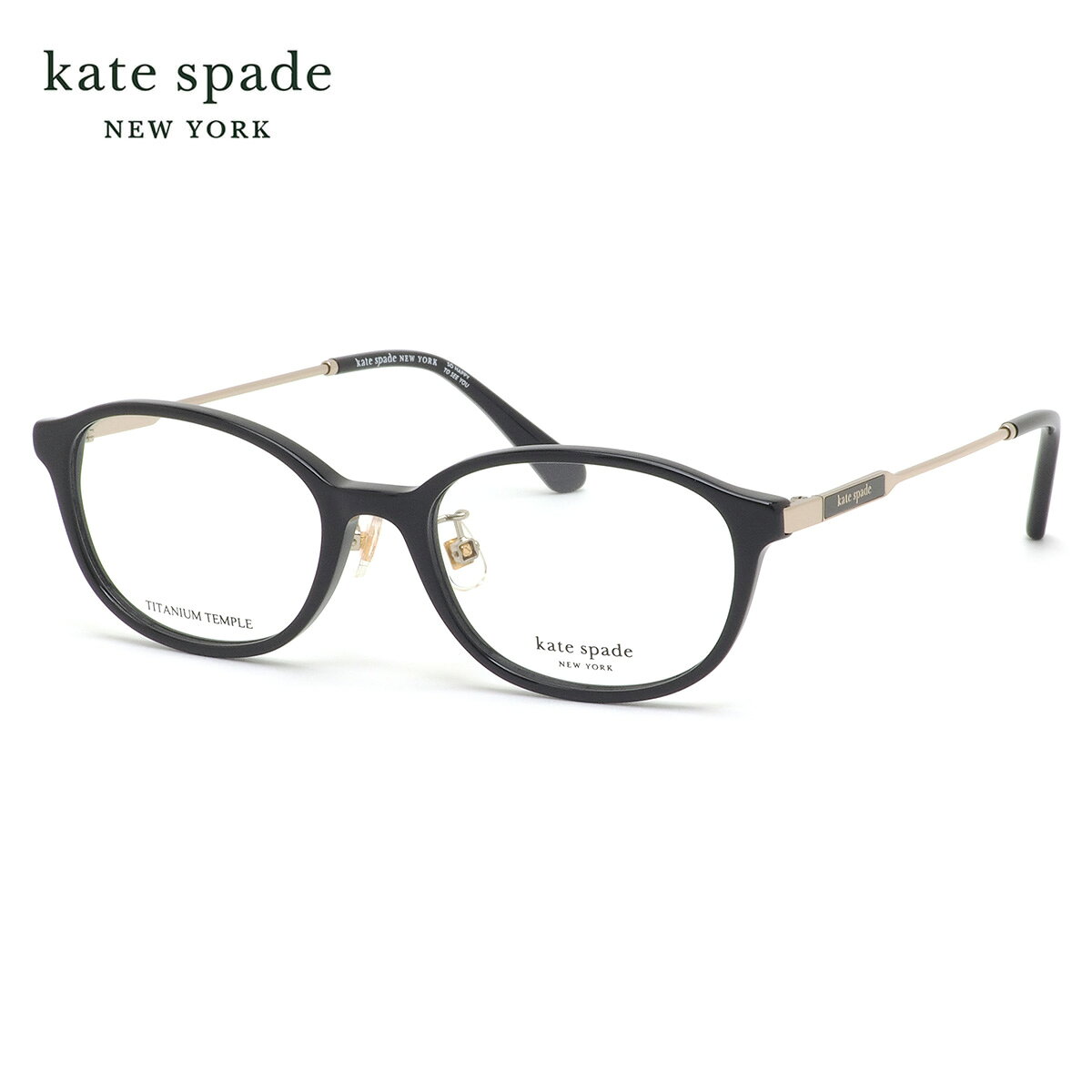 商品基本情報商品カテゴリー：メガネブランド名：kate spade (ケイトスペード)型番：IRIE/FJ 807 フレームカラー：ブラック レンズカラー：--紫外線カット率：--可視光線透過率：--鼻パッド：ありレンズシェイプ分類：ボストンフレームタイプ分類：フルリムフレーム材質：プラスチックフレーム材質：チタン レンズ材質：デモレンズおすすめの性別：レディース ----------------------------------------------- おすすめの性別：女性にオススメです。 -----------------------------------------------付属品：専用ケース、レンズクロス、取り扱い説明書 ※付属品の仕様は予告なく変更になる場合がございます。予めご了承くださいませ。状態：新品未使用国内正規品 デモレンズがセットされた状態での使用はできません。ご使用の際は必ずレンズを入れ替えてください。商品サイズ情報【A】レンズのよこ幅：50mm 【B】レンズのたて幅：36mm 【C】ブリッジ幅：17mm 【D】全体のよこ幅：133mm 【E】全体のたて幅：40mm 【F】テンプルの長さ：140mmメーカー公表サイズ：50□17-140電脳眼鏡が厳選したレンズについてご希望のレンズの屈折率やコートの種類等により、「NIKON」「SEIKO」「HOYA」などのメーカーが発売している多くのレンズの中から最適なレンズを厳選しています。IRIE/FJ 807 50天地幅が浅めのボストンシェイプがオーバル寄りの形状で、優雅な印象を与える「IRIE」メガネ。どんなファッションにも合わせやすい万能カラーのブラックフロントに、ゴールドのチタンテンプルが組み合わさり、上品で洗練された雰囲気を演出します。テンプルエンドにはメタルのスペード飾りが施され、控えめなアクセントとしてブランドのアイデンティティを表現します。さらにテンプル付け根にはkate spadeのロゴが刻まれ、さりげなくブランドの洗練された美しさを添えています。足付きノーズパッドがお顔にぴったりとフィットし、快適な掛け心地を実現。クラシカルな中にモダンな要素を加えたこのメガネで、洗練された大人のスタイルを楽しむことができます。