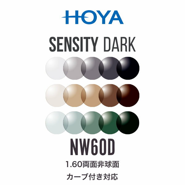 ニュールックスWF1.60 センシティダーク 1.60両面非球面 可視光調光レンズ カーブ付き対応 HOYA NULUX ..