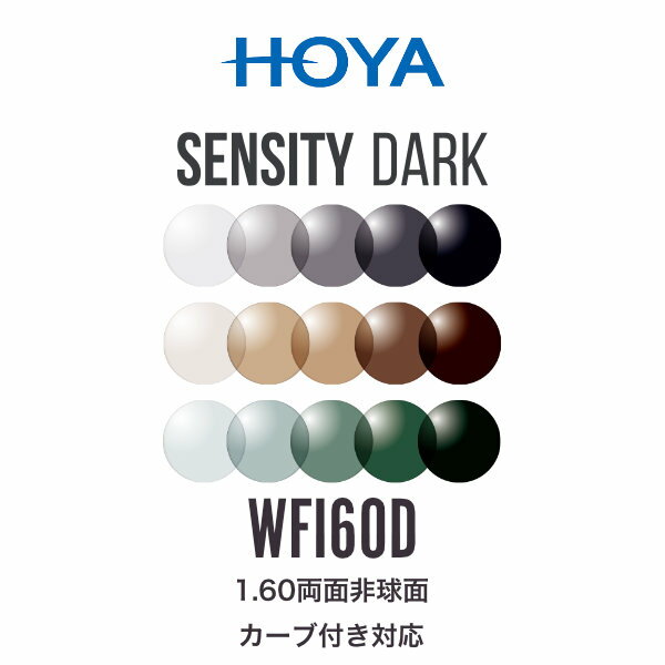 ニュールックスWFi1.60 センシティダーク 1.60両面非球面 可視光調光レンズ カーブ付き対応 HOYA NULUX..