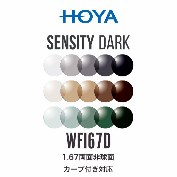 ニュールックスWFi1.67 センシティダーク 1.67両面非球面 可視光調光レンズ カーブ付き対応 HOYA NULUX..