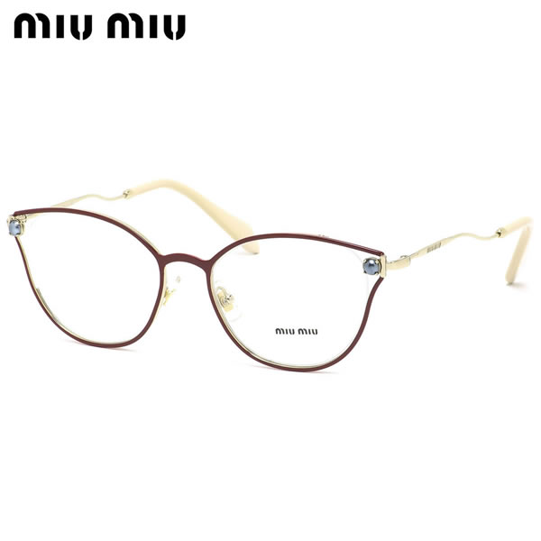 ミュウミュウ MIUMIU メガネ MU53QV CCG1O1 52サイズ キャッツアイ パール レディース 華奢 ミュウミュウ MIUMIU レディース