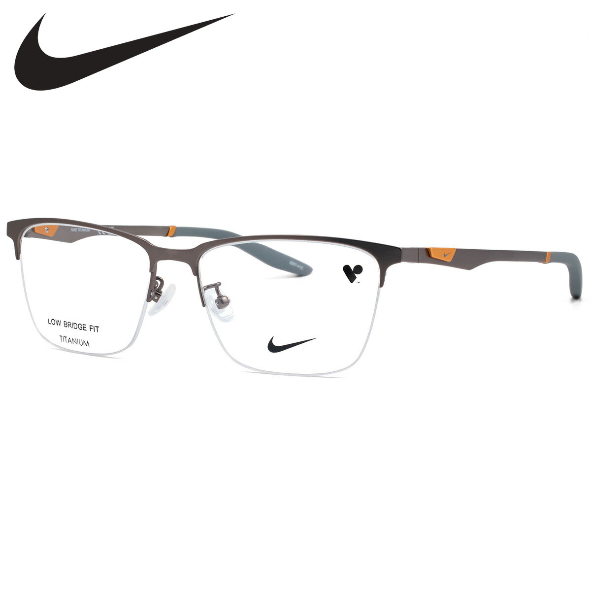 ナイキ 6088LB 070 54 メガネ NIKE ハーフリム ナイロール ローブリッジフィット 軽い 軽量 メンズ レディース(4.0)