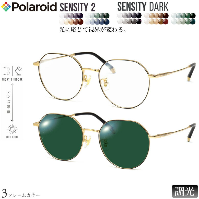 ポラロイド 紫外線調光＆可視光調光 サングラス PLDCN0008/F 50サイズ センシティ2 センシティダーク SENSITY2 SENSITY DARK HOYA 高性能色が変わる フォトクロミック メガネ 2WAY 度付き対応 UVカット 紫外線カット Polaroid [OS]