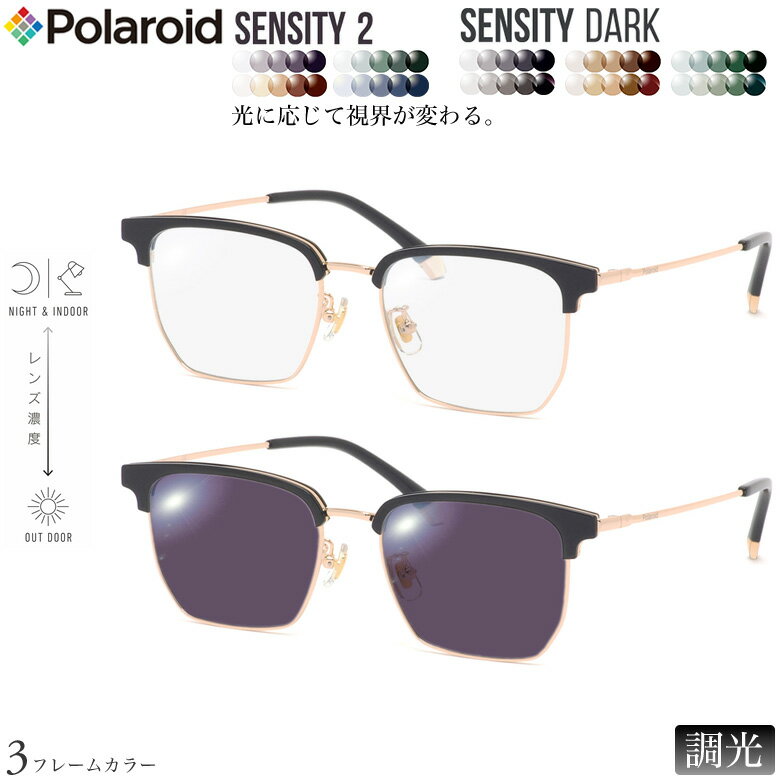 ポラロイド 紫外線調光＆可視光調光 サングラス PLDCN0089/F 50サイズ センシティ2 センシティダーク SENSITY2 SENSITY DARK HOYA 高性能色が変わる フォトクロミック メガネ 2WAY 度付き対応 UVカット 紫外線カット Polaroid [OS]