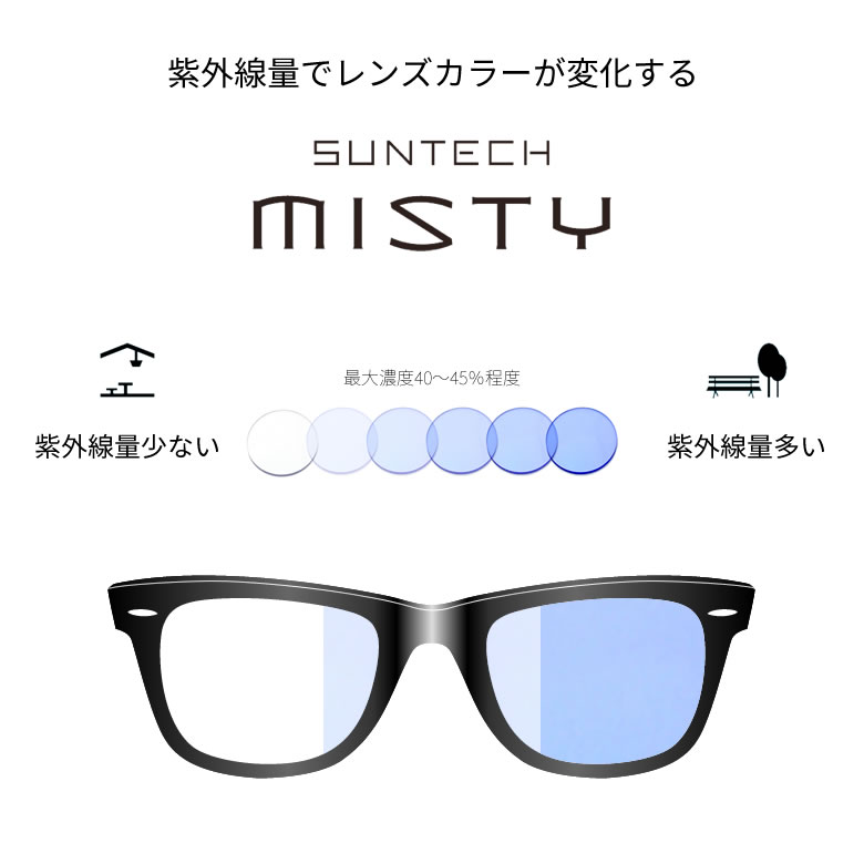ポリス SPLE37I 52サイズ サンテック ミスティ 調光 サングラス 眼鏡 度付き 色が変わる ライトカラー フォトクロミック UVカット 紫外線カット POLICE ダテメガネ 2WAY [OS]