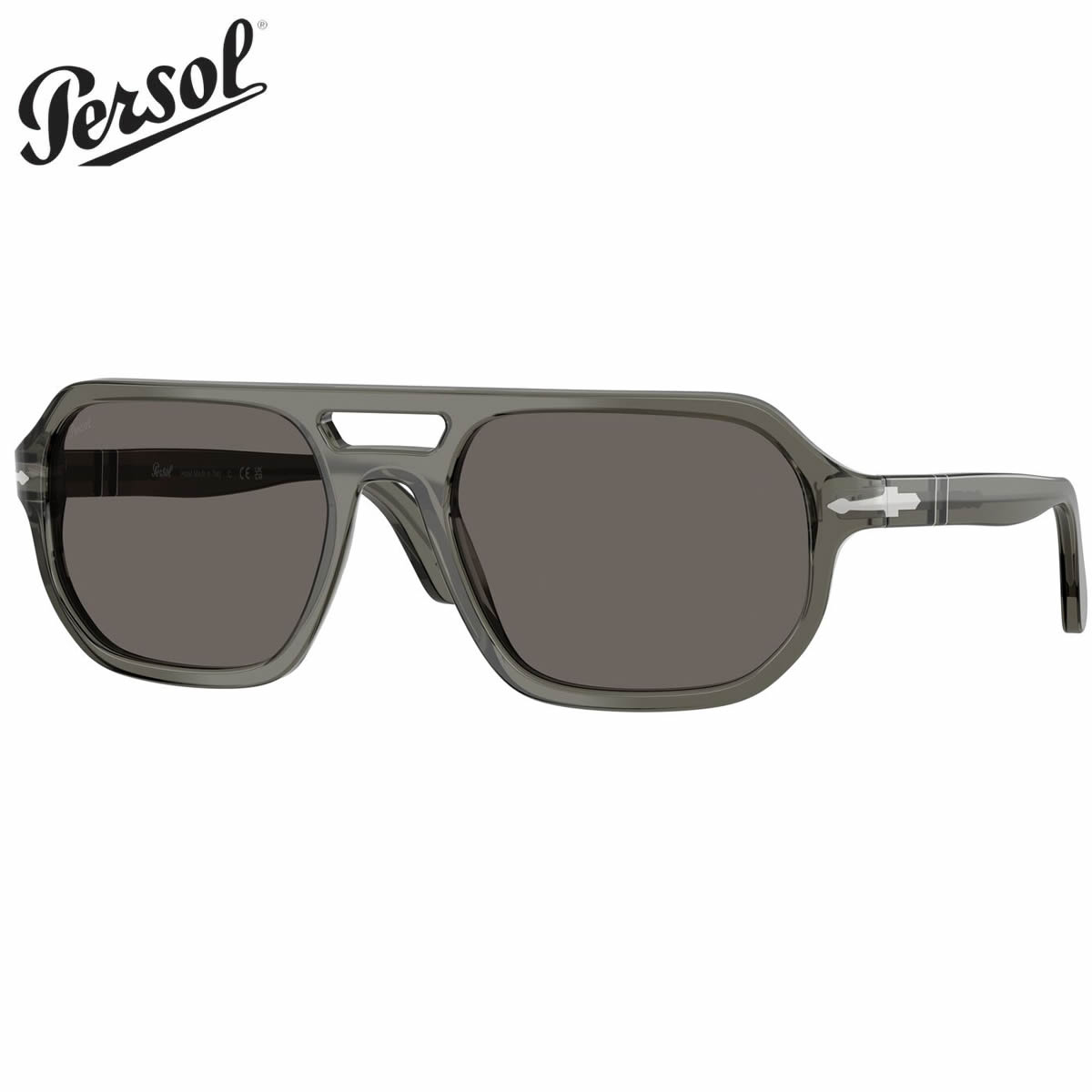 ペルソール PO3393S 1103B1 56 サングラス Persol Guido ダブルブリッジ シルバーアロー メフレクト クリアグレー MADE IN ITALY メンズ レディース [26N1Pe]