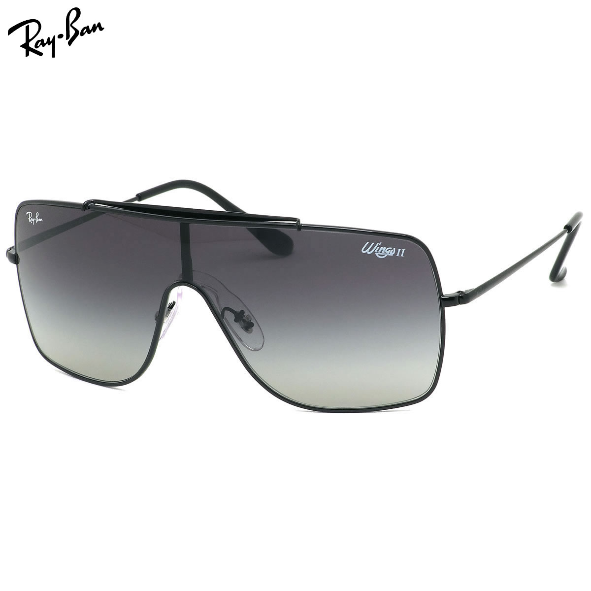 Rakuten - レイバン サングラス Ray-Ban RB3697 002/11 135サイズ WINGSII ウイングス2 1枚レンズ ワンシールド グラデーション 黒 ブラック かっこいい メンズ レディース