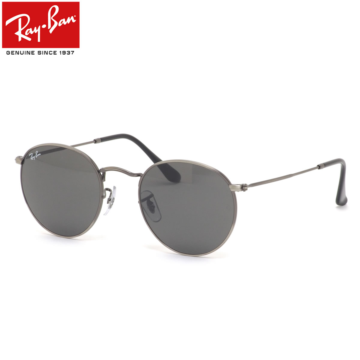 Ray-Ban RB3447 9229B1 47 サングラス レイバン純正レンズ対応 レイバン ROUND METAL ラウンドメタル アンティークガンメタル ロゴ 度数付き対応 メンズ レディース