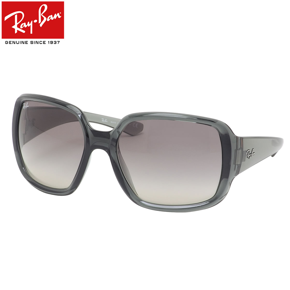 商品基本情報商品カテゴリー：サングラスブランド名：Ray-Ban (レイバン)型番：RB4347 653011フレームカラー：トランスパレントライトグレーレンズカラー：グレーグラディエントダークグレー紫外線カット率：99%以上可視光線透過率：27%鼻パッド：なしレンズシェイプ分類：スクエアフレームタイプ分類：フルリムフレーム材質：プラスチック (ナイロン)レンズ材質：プラスチックおすすめの性別：ユニセックス-----------------------------------------------おすすめの性別：男性にもおすすめの性別：女性にもオススメです。-----------------------------------------------付属品：化粧箱、専用ケース、レンズクロス、ルックスオティカジャパンの保証書、取り扱い説明書※付属品の仕様は予告なく変更になる場合がございます。予めご了承くださいませ。状態：新品未使用国内正規品商品サイズ情報【A】レンズのよこ幅：60mm【B】レンズのたて幅：49mm【C】ブリッジ幅：18mm【D】全体のよこ幅：140mm【E】全体のたて幅：57mm【F】テンプルの長さ：125mmメーカー公表サイズ：60□18-125当店はRay-Ban(レイバン)正規商品販売店です。当店のRay-Ban（レイバン）はイタリア Luxottica（ルックスオティカ）社の日本法人 Luxottica Japan（ルックスオティカ ジャパン）から直接仕入れている商品（正規品）です。また販売元を証明するため当店の販売店印を押印した保証書を付属しております。※メーカーでの修理など、アフターフォローが必要な際には必ず保証書が必要です。レイバンのご購入には安心の正規店である当店をぜひお選びください。&nbsp;RB4347 653011インパクトのあるフロントとワイドなテンプルが絶妙のバランスで融合したモデル。オーバーサイズのスクエアシェイプとハイカーブスタイルでトレンドを先取りしています。レンズカラーはフレームカラーとマッチさせることでインパクトを緩和し、全体の統一感を出しています。横顔を印象付ける、幅広のインジェクションテンプルも存在感を放ちます。&nbsp;&nbsp;この商品はあす楽翌日配達の対象です※お取り寄せ商品や、レンズの加工・取り付けをともなう場合は、あす楽の対象外となります。また、お取り寄せ、レンズの加工、取り付け後の商品に関しましては、キャンセル・ご変更・ご返品はお受けできませんのでご了承くださいませ。あす楽に関するご注意など、詳しくはこちら北海道・沖縄＆離島も対象メガネ・サングラスはいつでも日本全国送料無料※小物など一部対象外商品がございます。