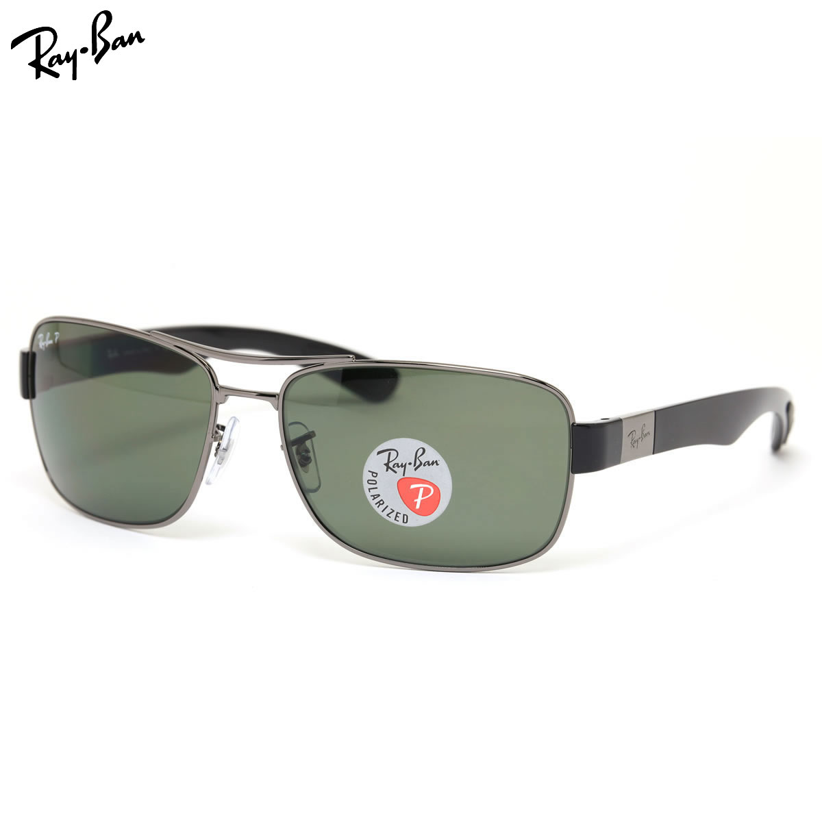 乐天商城 - レイバン サングラス 偏光 Ray-Ban RB3522 004/9A 64サイズ レイバン RAYBAN 0049A ツーブリッジ ダブルブリッジ スクエア 偏光レンズ 偏光サングラス 度数付き対応 メンズ レディース