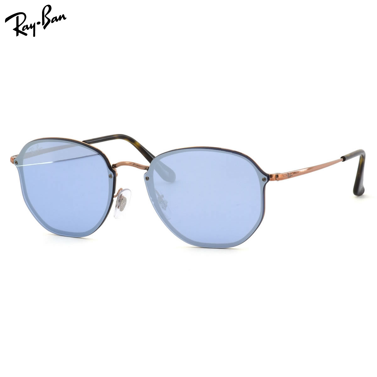 レイバン サングラス Ray-Ban RB3579N 90351U 58サイズ BLAZE ブレイズ レディースモデル RayBan BLAZE HEXAGONAL ヘキサゴナル FLASH LENSES フラットレンズ べっ甲 べっこう ミラー ツーポイント