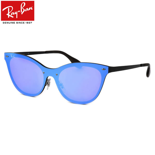 レイバン サングラス Ray-Ban RB3580N 153/7V 143サイズ BLAZE ブレイズ レディースモデル RayBan キャッツ キャッツアイ FLASH LENSES フラットレンズ シールドレンズ 一眼 べっ甲 べっこう ブルーレンズ ミラー