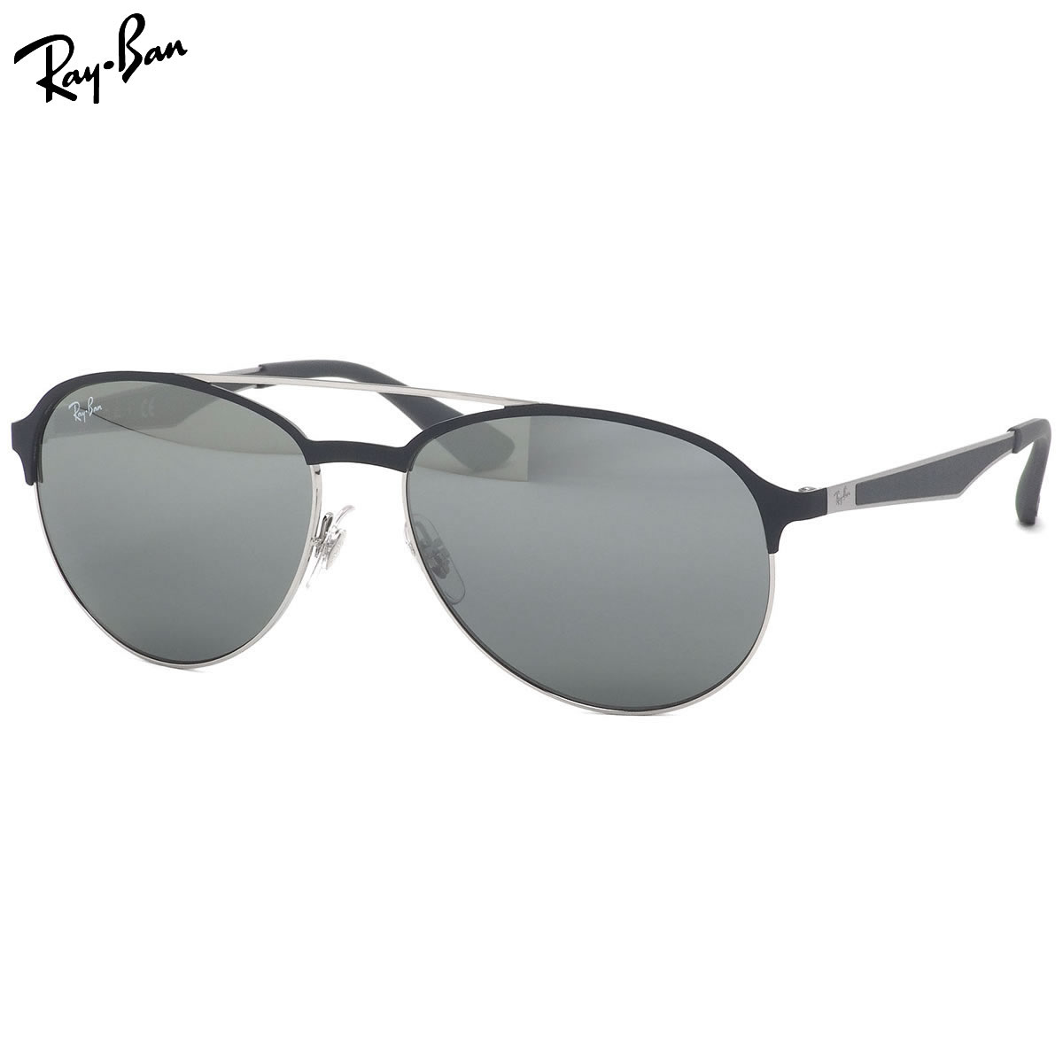 乐天商城 - レイバン サングラス Ray-Ban RB3606 912688 59サイズ ツーブリッジ ダブルブリッジ パイロット アビエーター シルバー マットッグレー ミラーレンズ グラデーション グレー かっこいい クール おしゃれ 度数付き対応 メンズ レディース