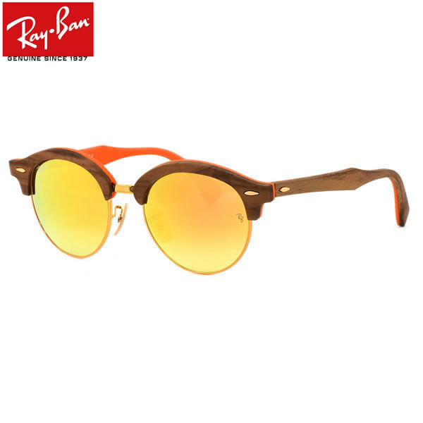 レイバン サングラス ミラー クラブラウンド ウッド Ray-Ban RB4246M 12187O 51サイズ レイバン RAYBAN CLUBROUND WOOD FLASH LENSES 1218/7O CLUBMASTER クラブマスター ROUND METAL ラウンドメタル サーモント ブロー 木製 丸メガネ ミラー ICONS アイコン メンズ レ…