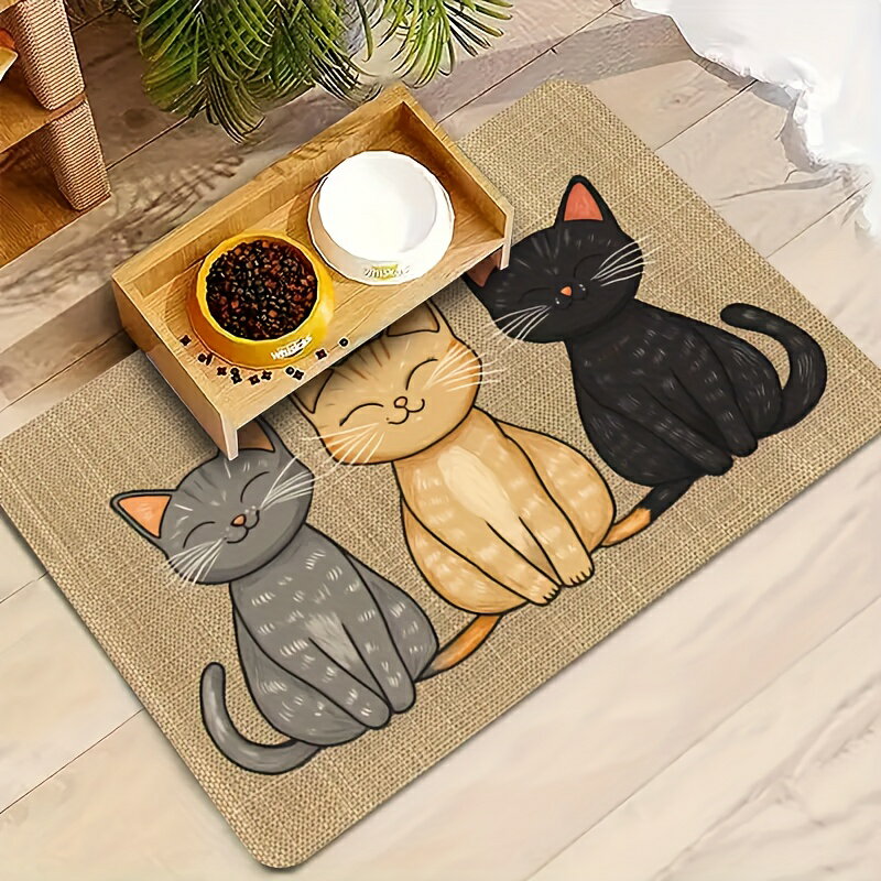 樂天商城 - 1個 ノンスリップ 猫用パターン フィーディングマット 漏れ防止 簡単清掃 防水 持ち運び可能 屋外用