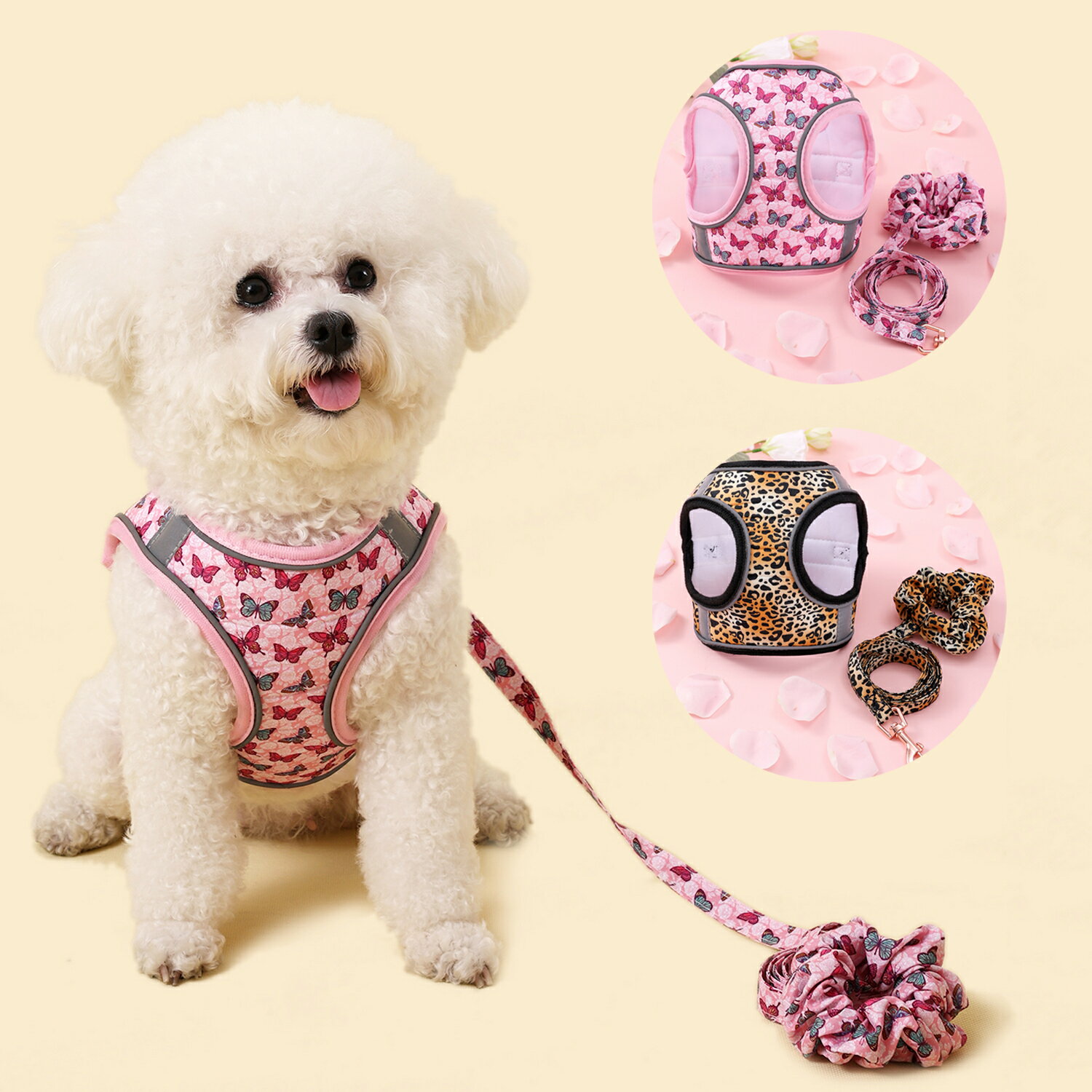 トラクションブレスレット 小型犬ハーネスセット ソフト ウィンター 暖かい 小型犬 猫用 ハーネス リードセット ペットアクセサリー