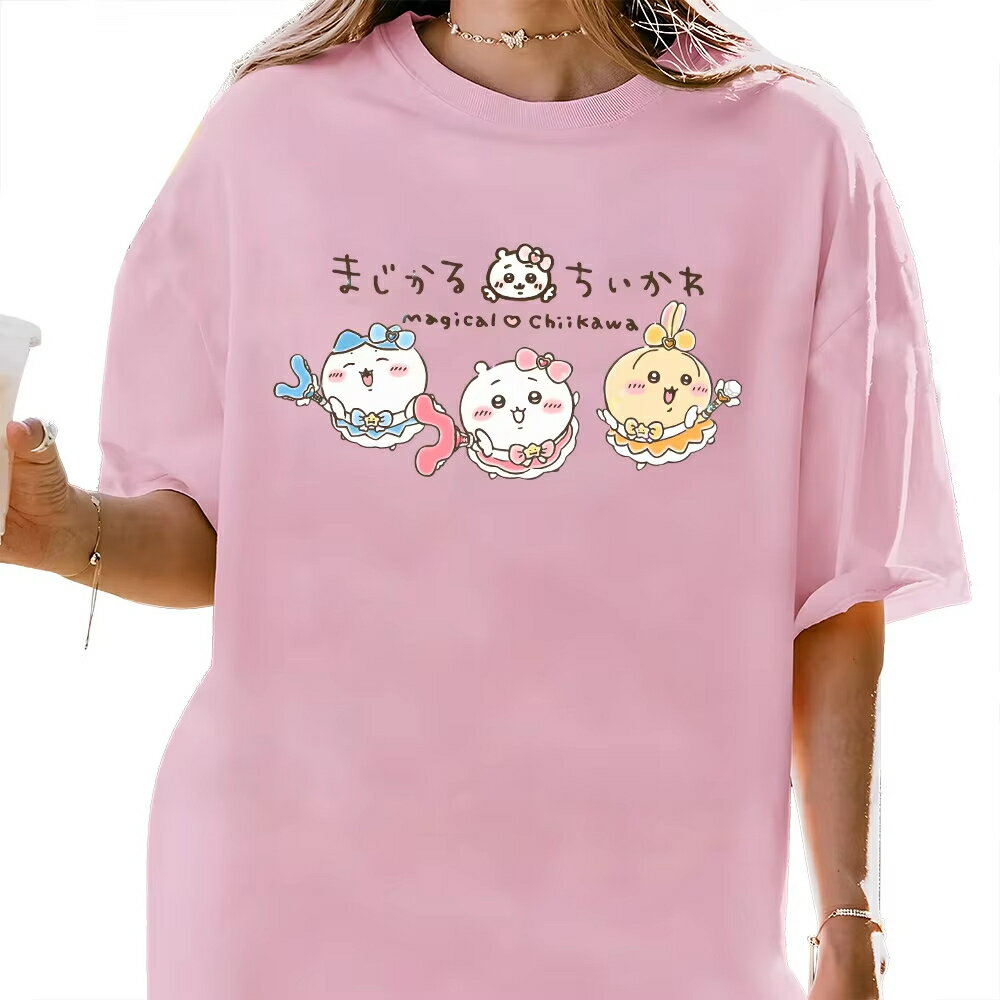 樂天商城 - ちいかわの魔法少女 Tシャツ魔法のちいかわかわいい漫画 Tシャツユニセックスアニメカジュアル服少年少女トップスコットン Tシャツ