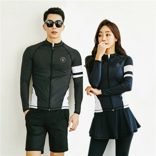 ラッシュガード ペア カップル 水着 フードなし 長袖 ペアブレスレット 体型カバー フィットネス水着 ..