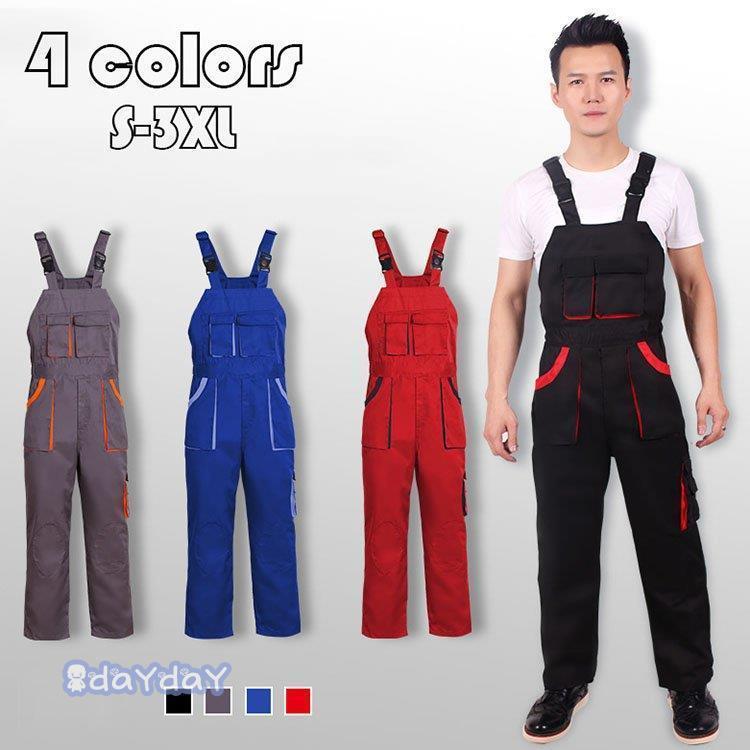 オーバーオール メンズ 配色切り替え ロングパンツ オールインワン サロペット ボトムス 春夏秋 新作 お洒落 男性 カジュアル おしゃれ 大きいサイズ 作業服 4色
