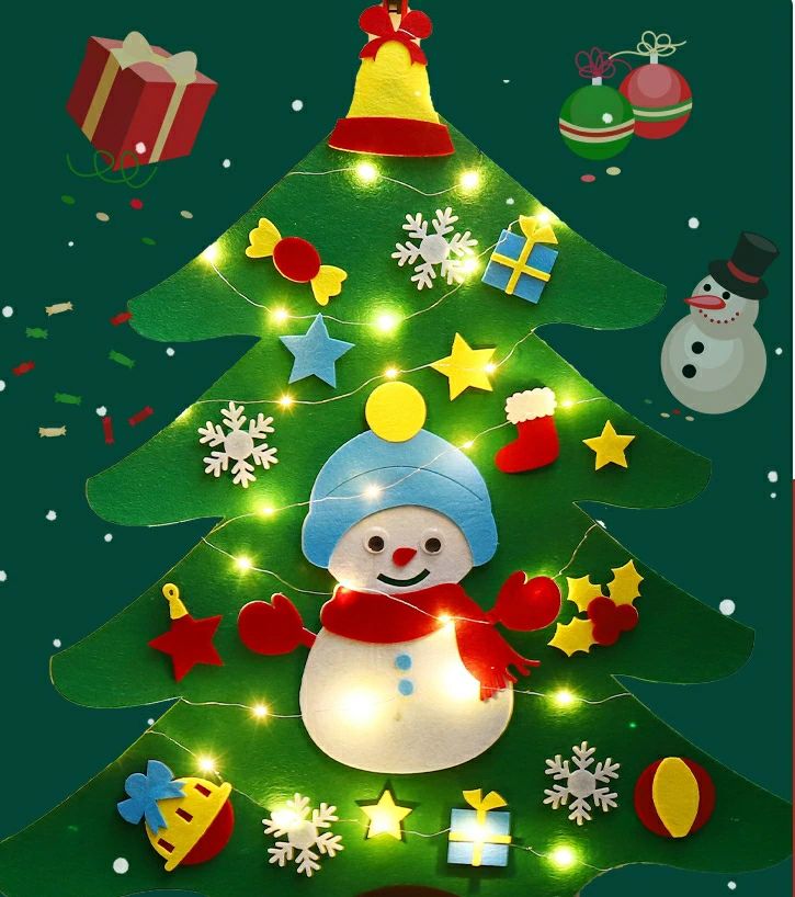 フェルトクリスマスツリー クリスマス飾り デコレーション 電飾 子供 手作り DIY 材料パッケージ LEDラ..
