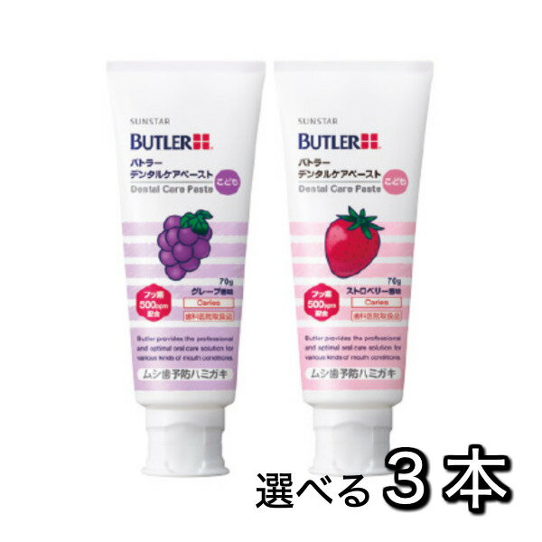 サンスター SUNSTAR バトラー デンタルケアペースト こども 70g×3本 BUTLER 歯磨き粉 ハミガキ粉 歯科専売品 (2)