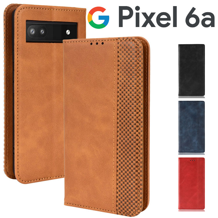 Google Pixel 6a ケース 手帳 手帳型ケース アンティーク オシャレ レザー カード入れ 合皮 レザー シンプル 北欧風 ピクセル6a グーグル