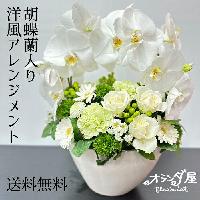 胡蝶蘭入り洋風アレンジ 新鮮なお花だけを使った アレンジメント 開店祝い お供え 切花 お悔み