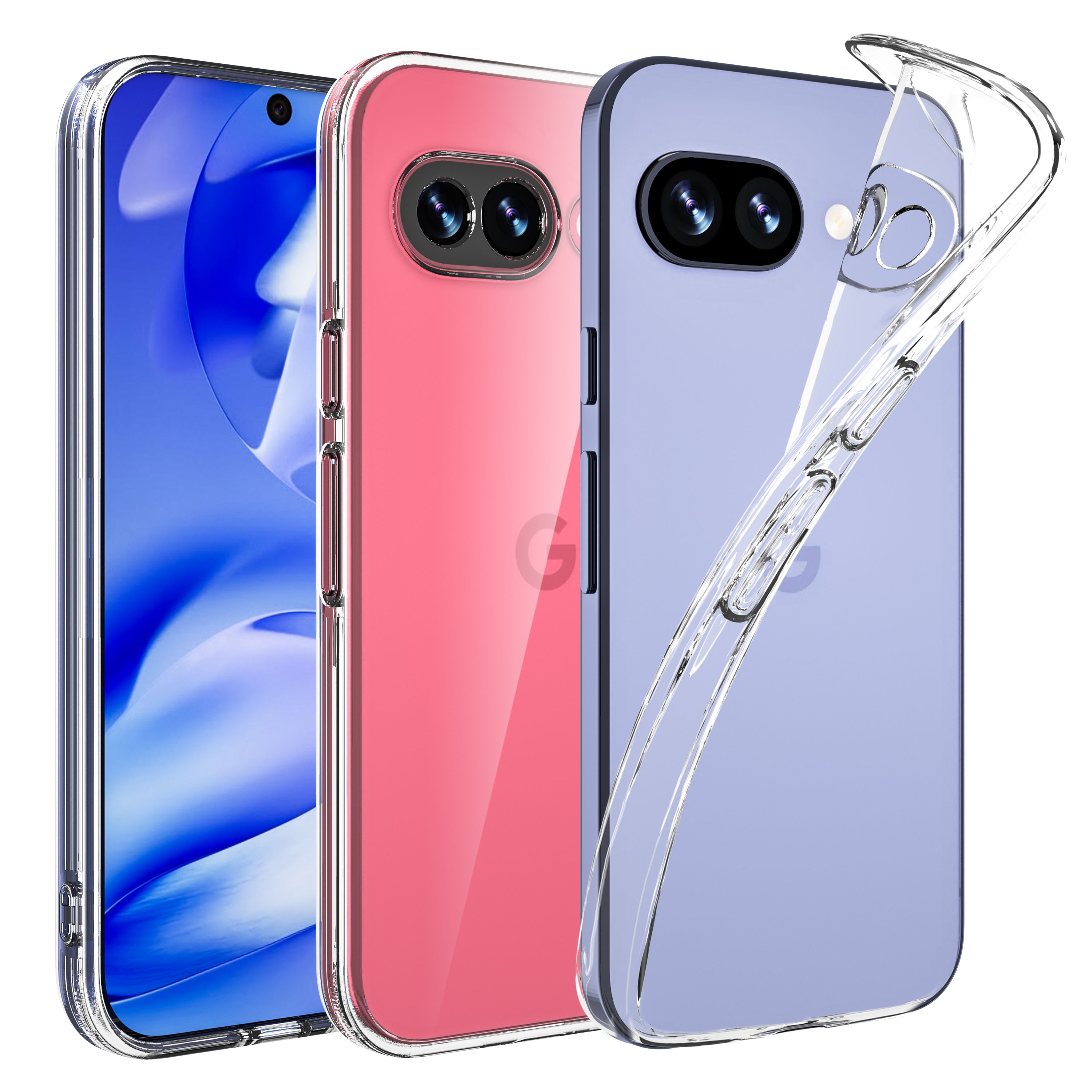 Google Pixel 9a 用 ケース クリア 薄型 ドイツバイエル製TPU素材 超耐衝撃 全透明 黄変防止 レンズ保護 指紋防止 「ストラップホール付き」 ピクセル9a 用カバー クリスタル・クリアのサムネイル