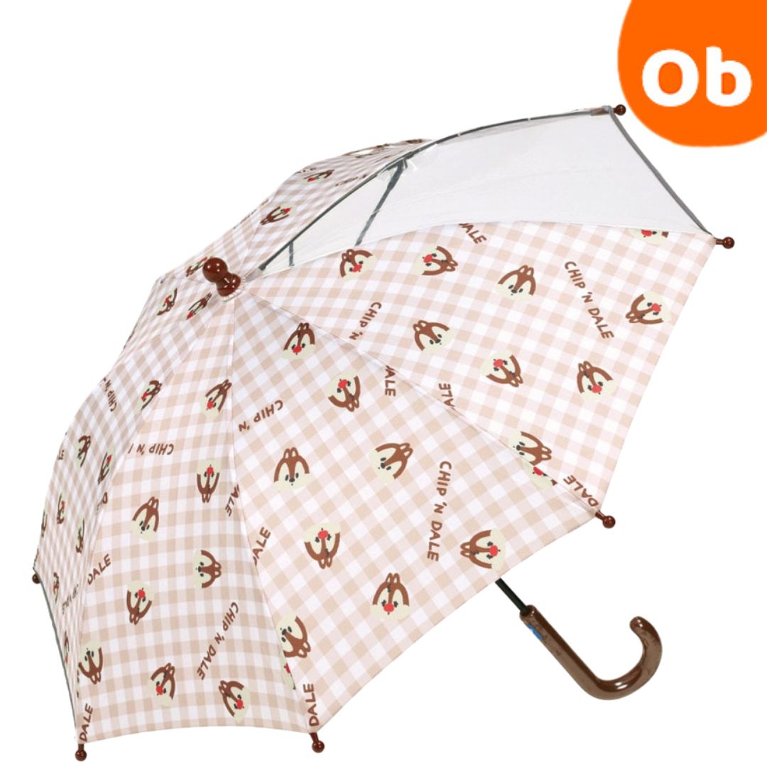 子供傘40cm チップ＆デール【送料無料　沖縄・一部地域を除く】 傘 手開き 雨傘 長傘 透明窓付き ...