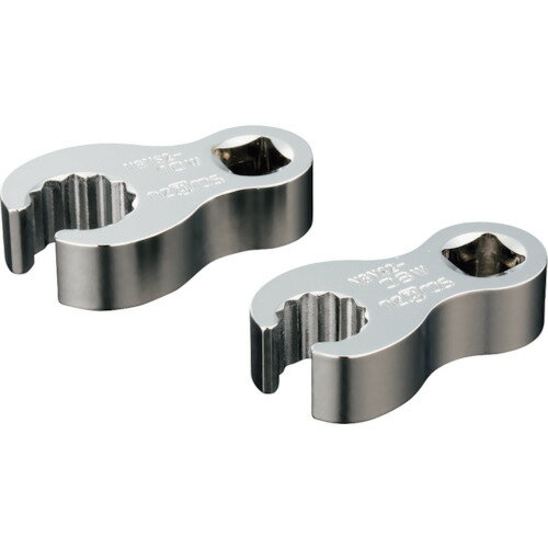 【特長】■六角フレアナット用形状＆応力の集中を防ぎ、ボルトナットにやさしいパワーフィット形状を採用しました。■口径部中心からドライブ角中心距離（NBNS2-08W〜12Wすべて20mm）を共通サイズにし、トルクレンチと組み合せた時、計算がしやすくなっています。■口径部が十二角で、狭所での作業に適しています。【用途】■ボルト・ナットの脱着作業【仕様】■対辺寸法(mm)：12■差込角(mm)：6.3■厚さ(mm)：8■全長(mm)：35■幅(mm)：23■対辺(mm)：12【材質・仕上】■特殊工具鋼