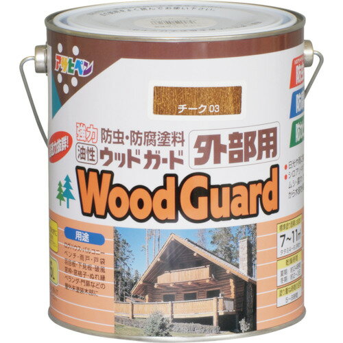 【特長】■ シロアリ、キクイムシなどに対して長期間強力な防虫効果を発揮します。■腐れ、カビなどに対して長期間強力な防腐・防カビ効果を発揮します。■耐水性、耐光性に優れた着色顔料の配合により、長期間鮮明な色を保ちます。■木部に深く浸透し、内部から木部を守ります。【用途】■ログハウス・ペンション・住宅・倉庫・庭園資材などの屋外未塗装木部に。■ 雨戸、戸袋、羽目板、下見板、板ベイなどの未塗装外板に。■ 窓枠、軒天井、ぬれ縁、門扉などの屋外未塗装木部に。■ 【仕様】■色：チーク■容量(L)：1.6■乾燥時間：夏期/約24時間、冬期/2〜3日■指触乾燥時間：2〜3日■塗り重ね可能時間：2〜3日■塗り重ね回数：2■塗布面積(［［M2］］)：7〜11【材質・仕上】■アルキド樹脂【注意事項】■古い木材や旧塗膜のある木材の場合は、必ず下地処理後に塗装してください。■絶えず水がかかったり、いつも湿っているところには適しません。