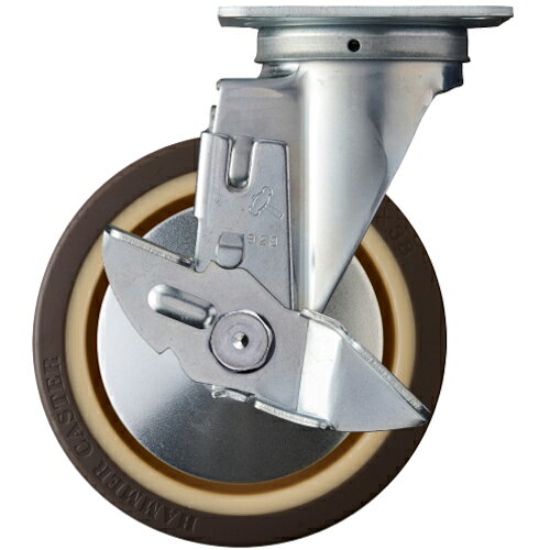 ハンマー 旋回式ウレタン車輪（ナイロンホイール・ボールベアリング）150mm ストッパー付 413S-UB150 【125-1775】