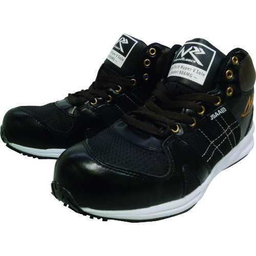 日進 プロテクティブスニーカーミドルカット ブラック 27．0cm V906MG-BK-27.0 【137-4221】