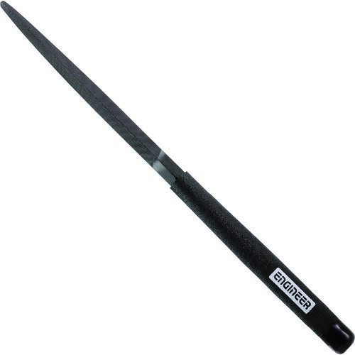 【特長】■サビに強い特殊な黒染めで表面処理を行っています。■電解研磨でヤスリ目を磨き切削性を向上、抜群の切れ味です。■平のヤスリ目がない面はサイドフラット加工を施し、コーナー切削時に傷が入りません。■簡単に切削粉の除去ができ、目詰まりしにくいです。■アルミなどの粘りが強い金属や樹脂成型品の切削時も、切れ味が持続します。【用途】■アルミ・銅・貴金属・樹脂・鉄・ステンレスに。■プラモデルのゲート処理に。■アルミ、銅、貴金属、樹脂、鉄、ステンレスに。【仕様】■タイプ：細目■全長(mm)：215■刃長(mm)：100■形状：三角【材質・仕上】■高炭素鋼【注意事項】■刃物や金型など高硬度な金属は本製品で研削しないで下さい。