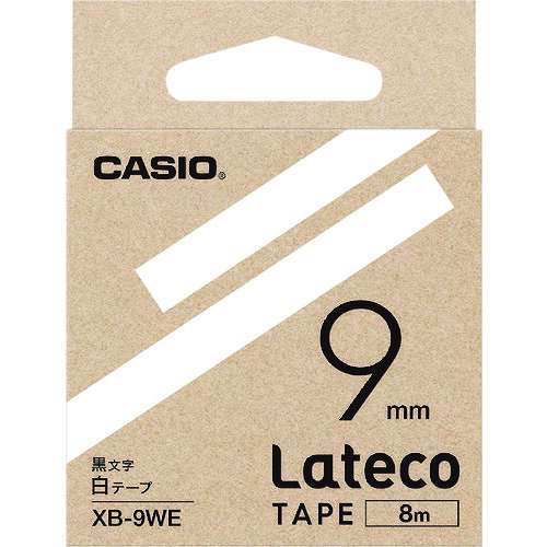 カシオ ラテコ（Lateco）専用詰め替えテープ 9mm 白テープに黒文字 XB9WE 【160-6487】