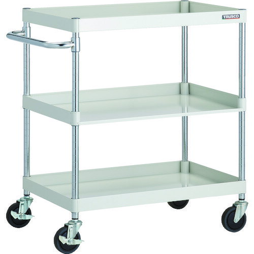 TRUSCO ツールワゴン フェニックスワゴン 省音 750X500XH880 3方棚板付 ホワイト PEW-972H1-W 【160-77..