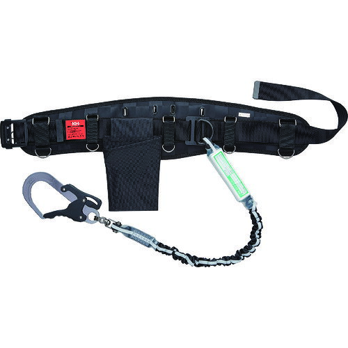 【特長】■エアークッション式補助帯の胴ベルト型墜落制止用器具です。■ランヤード：剣アルミフック自在環　「じゃばら」を採用しています。■胴ベルト：アルミ製スライドバックルタイプです。【用途】■2m以上の高所作業者に。【仕様】■色：胴ベルト：黒　ランヤード：黒／反射シルバーライン■胴ベルト幅×長さ(mm)：50×1200■フック口開き(mm)：65■最大使用可能質量(kg)：100■ランヤード寸法　長さ(mm)(フック含む)：1100〜1700■厚生労働省「墜落制止用器具の規格」適合品■JIS T8165:2018　墜落制止用器具　適合■一本吊り専用■ランヤード種別：タイプ1■最大使用可能質量：100kg■ランヤード長さ：収縮時1100〜伸長時1700mm【セット内容】■補助帯：RY5250■ランヤード：S1JDWS-17■胴ベルト：47413F