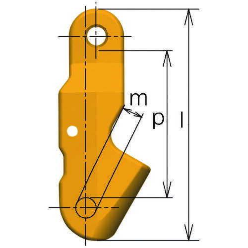 【用途】■チェーン長さ調節用フック。【仕様】■基本使用荷重(t)：1.5■チェーン線径(mm)：7■適合チェーン線径(mm)：7■寸法(mm)b：36.5■寸法(mm)l：99.5■寸法(mm)m：8.8■寸法(mm)p：63■寸法(mm)r：27.5■使用荷重(t)：1.5【材質・仕上】■合金鋼
