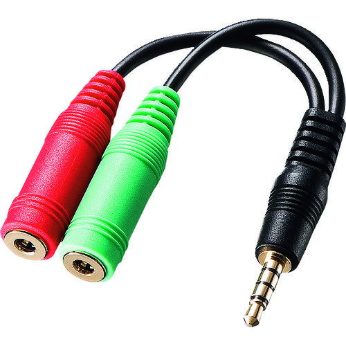 Rakuten - SANWA ヘッドホン＋マイク用変換アダプタケーブル（3極メスx2→4極オス） KM-A25-005 【201-8106】