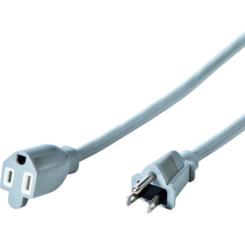 【特長】■OAタップなどの電源コードを3m延長できます。■タップの電源コードなどが延長できます。■環境を考慮した無鉛ハンダ材料を使用したRoHS製品です。【用途】■タップや機器の電源延長に。【仕様】■色：グレー■定格容量：15A・125V■プラグ：3Pメス-3Pオス■電源コード長さ(m)：3【材質・仕上】■コード部分VCTF