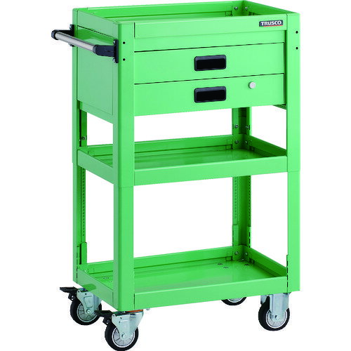 TRUSCO ツールワゴン ドルフィン 高さ調節式 600X400 2段引出 ヤンググリーン ウレタン車輪 DLWS-A963X..