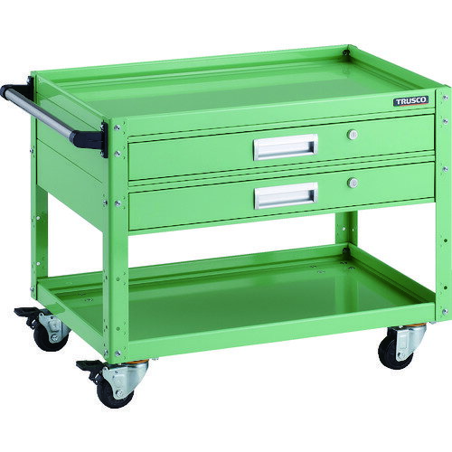 TRUSCO ツールワゴン イーグルワゴン 750X500 引出付 4輪自在 ヤンググリーン EGW-672V2J-YG 【206-4261】