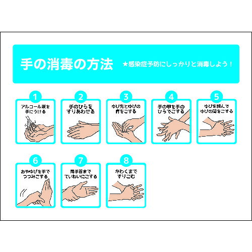 グリーンクロス TS−01S 手の消毒の方法 ステッカー 225x300 6300004286 【212-6790】