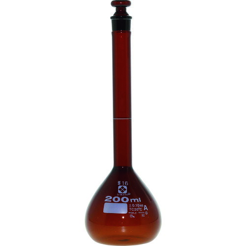 SIBATA メスフラスコ 茶 スーパーグレード 200mL 020070-200 【215-9607】