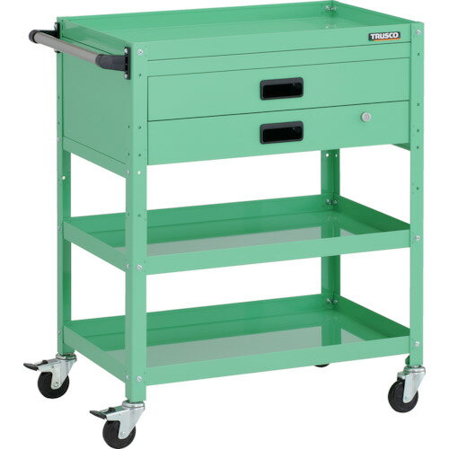 TRUSCO ツールワゴン ラビットワゴン 700X450XH880 3段 2段引出付 ハンドル付 ゴム車輪 ヤンググリーン..